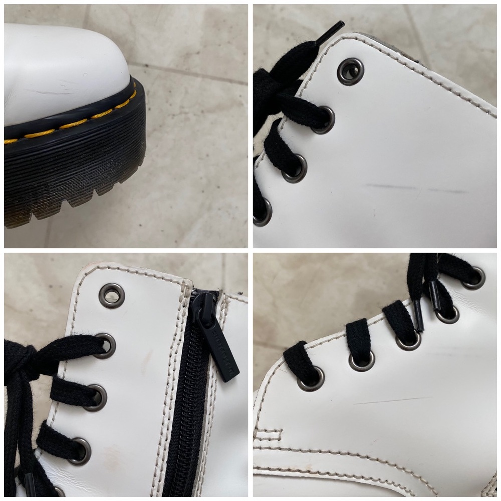 $180 Dr. Martens Jadon White Smooth Leather 8-eye High Top Platform Boots Size 7 - Picture 15 of 15